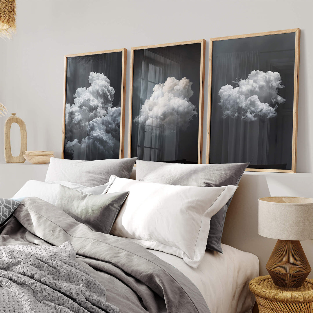 Stormy Clouds Set of 3 Prints Wall Art Moncasso