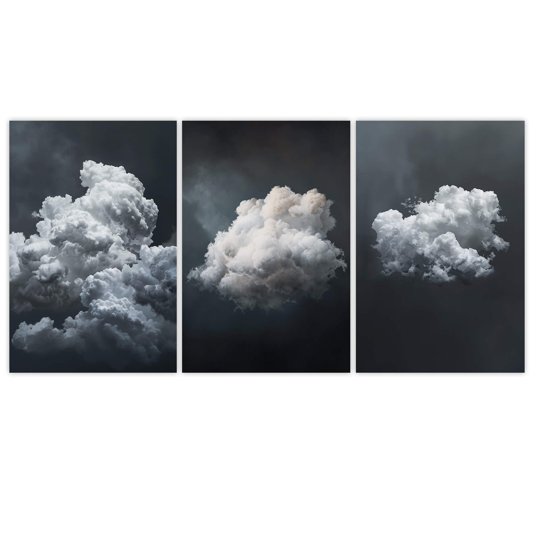 Stormy Clouds Set of 3 Prints Wall Art Moncasso