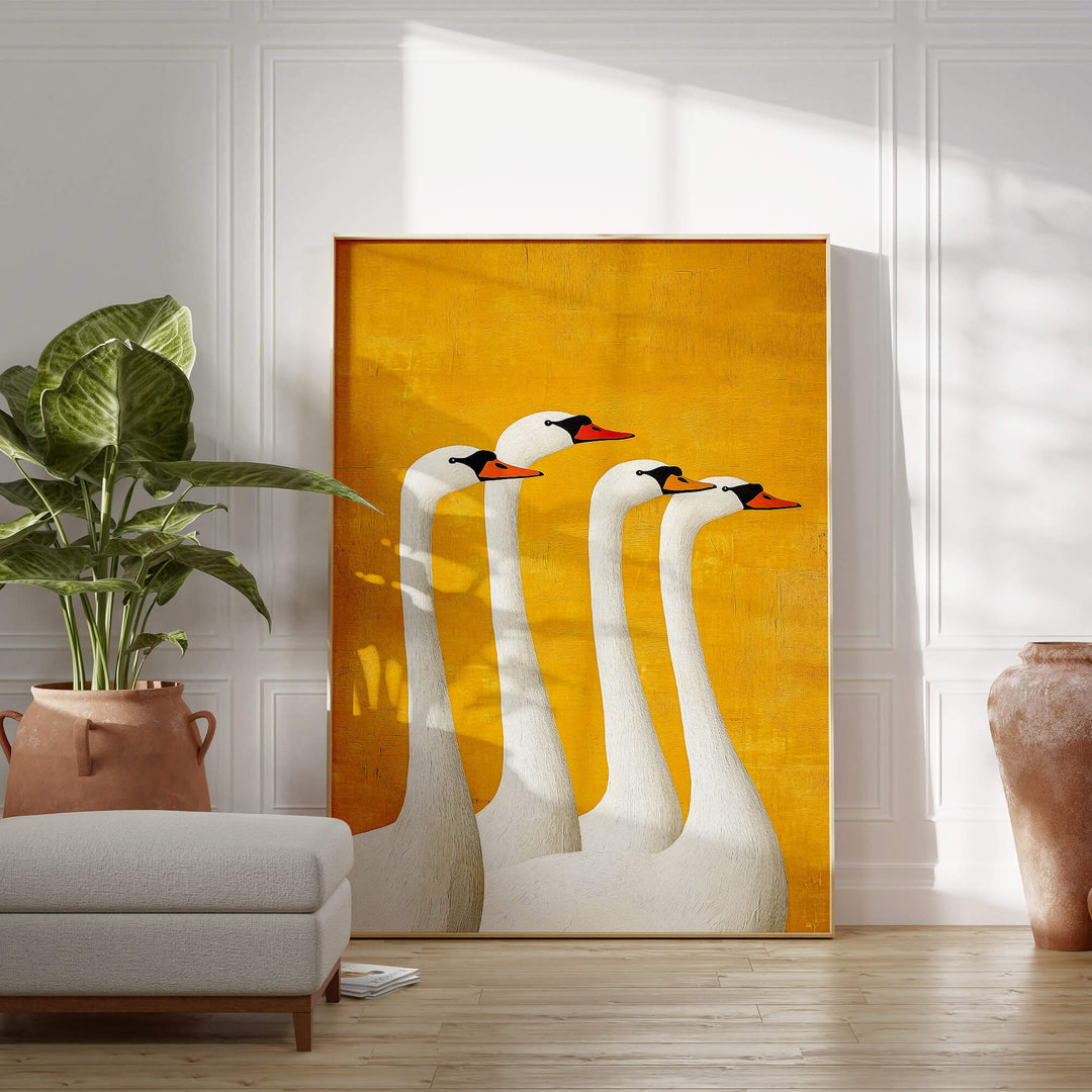 Swans Print Wall Art Moncasso
