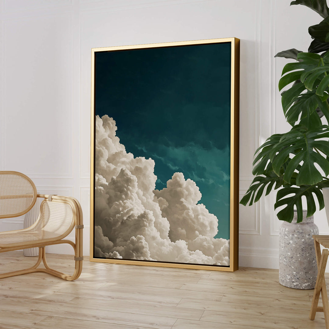 Teal Billowing Cloud Print Wall Art Moncasso