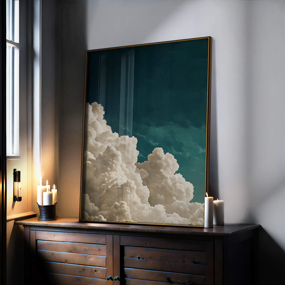 Teal Billowing Cloud Print Wall Art Moncasso