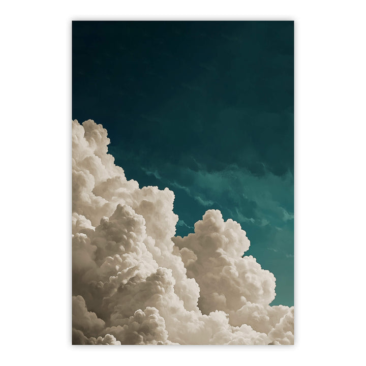 Teal Billowing Cloud Print Wall Art Moncasso
