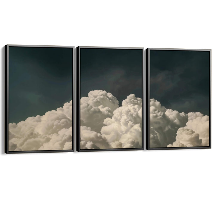 Vintage Billowing Clouds Set of 3 Prints Wall Art Moncasso