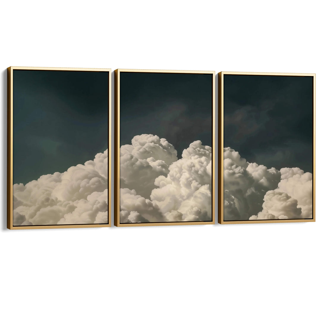 Vintage Billowing Clouds Set of 3 Prints Wall Art Moncasso