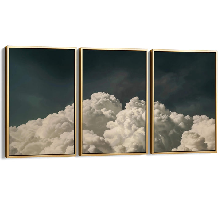 Vintage Billowing Clouds Set of 3 Prints Wall Art Moncasso