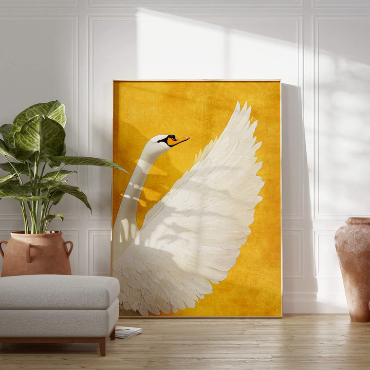 White Swan No2 Print Wall Art Moncasso