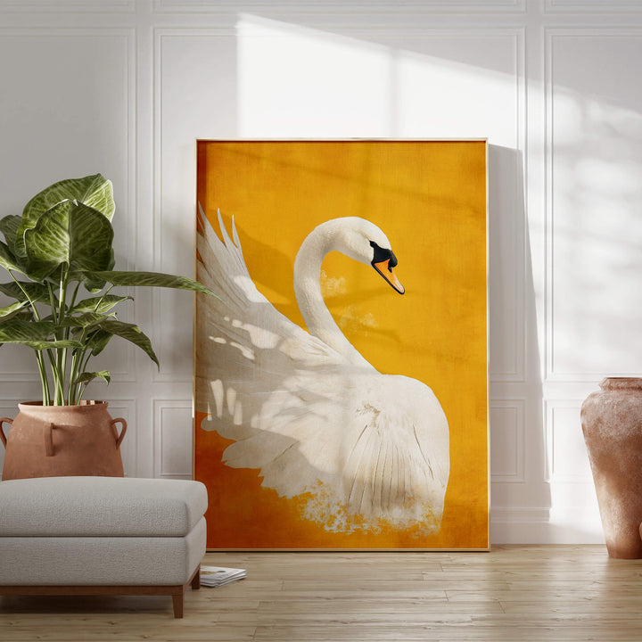 White Swan No4 Print Wall Art Moncasso