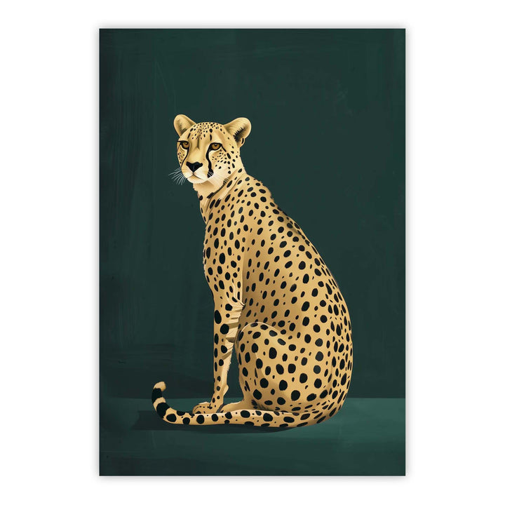 Yellow Cheetah on Green No2 Print Wall Art Moncasso