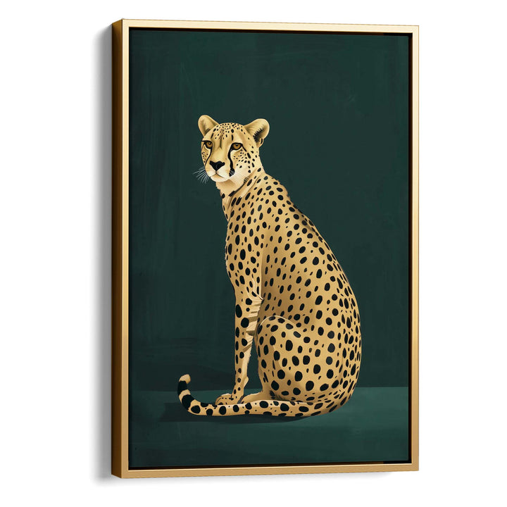 Yellow Cheetah on Green No2 Print Wall Art Moncasso