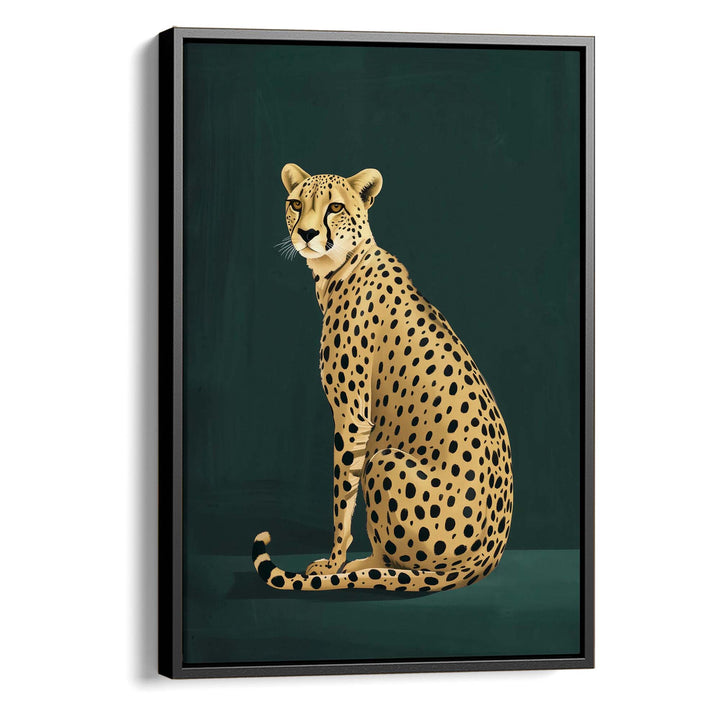 Yellow Cheetah on Green No2 Print Wall Art Moncasso