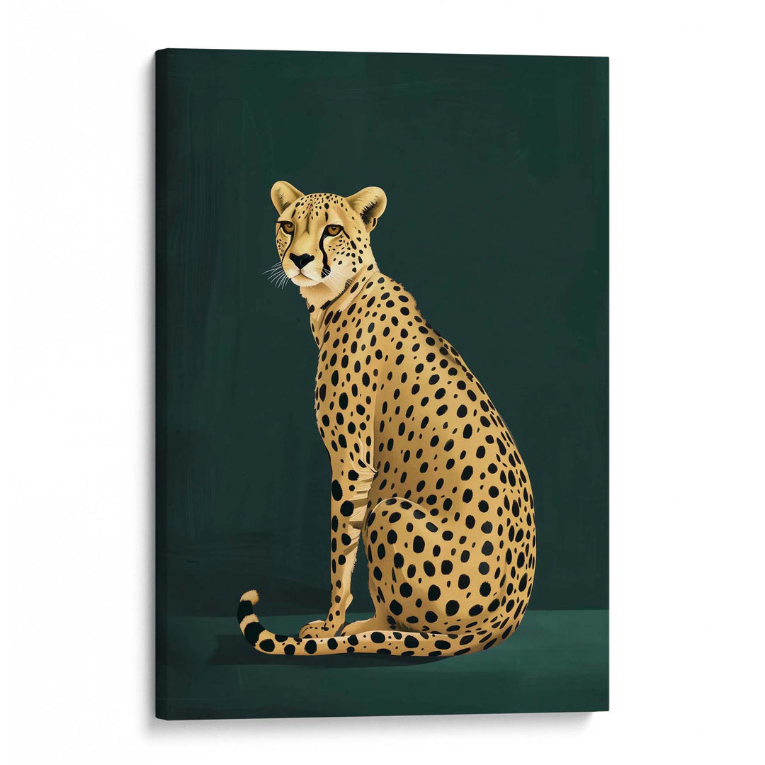 Yellow Cheetah on Green No2 Print Wall Art Moncasso
