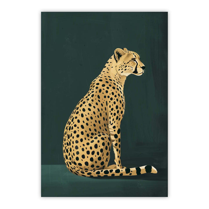 Yellow Cheetah on Green Print Wall Art Moncasso