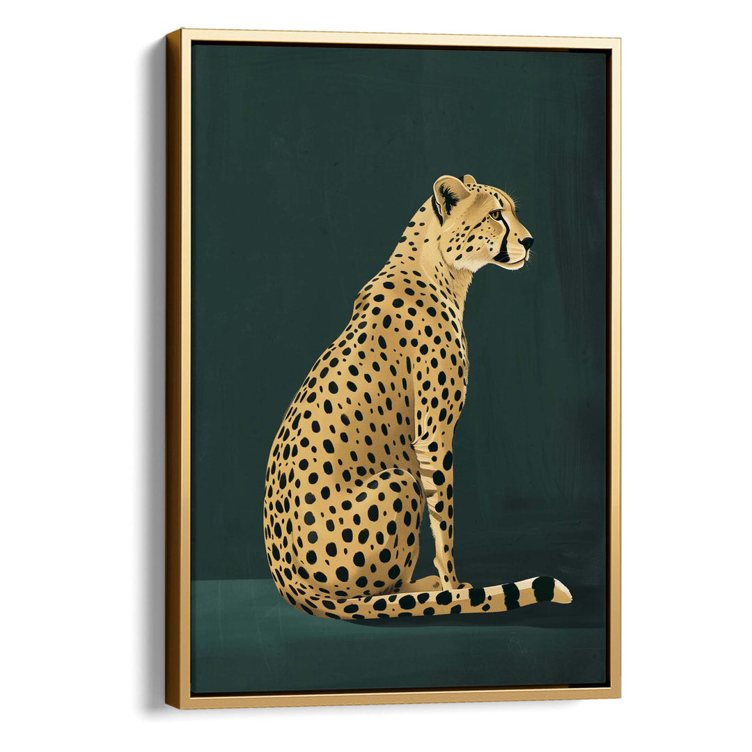 Yellow Cheetah on Green Print Wall Art Moncasso