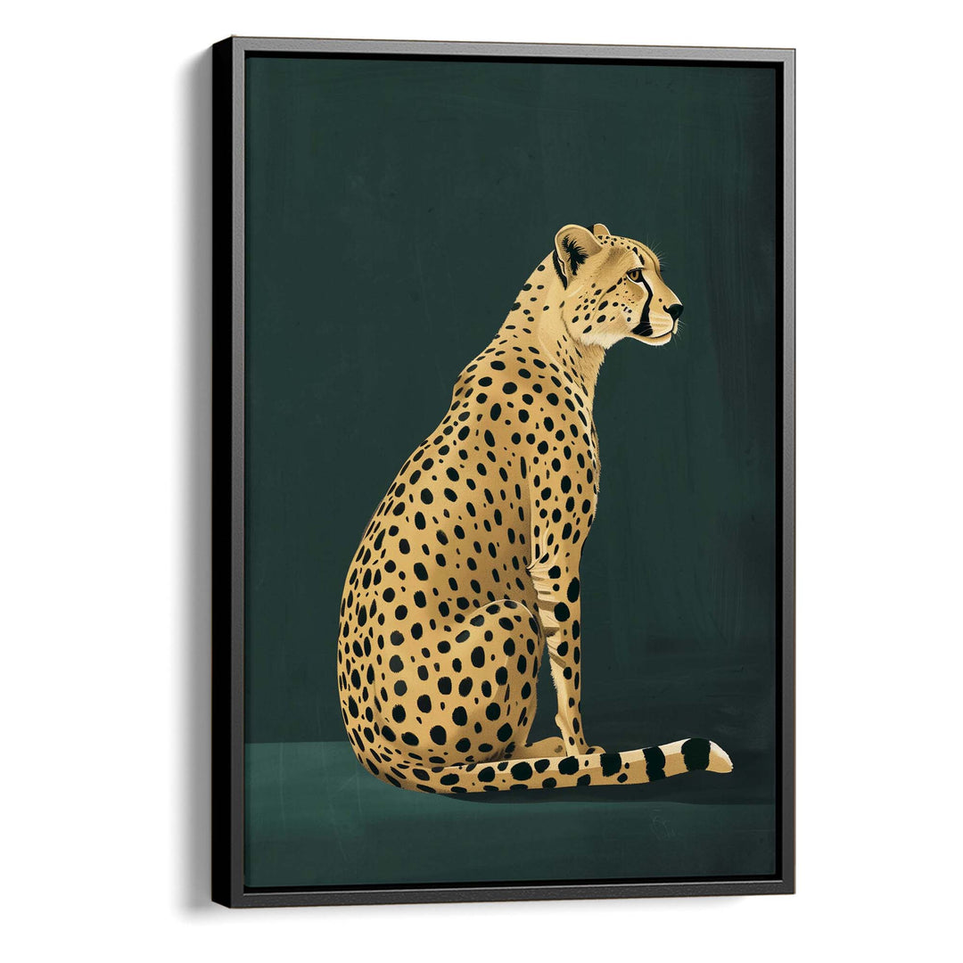 Yellow Cheetah on Green Print Wall Art Moncasso