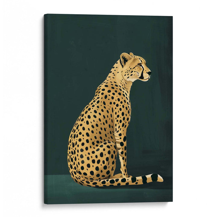 Yellow Cheetah on Green Print Wall Art Moncasso