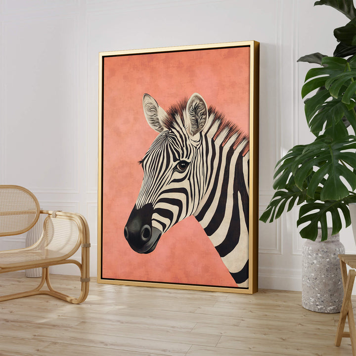 Zebra on Pink Print Wall Art Moncasso