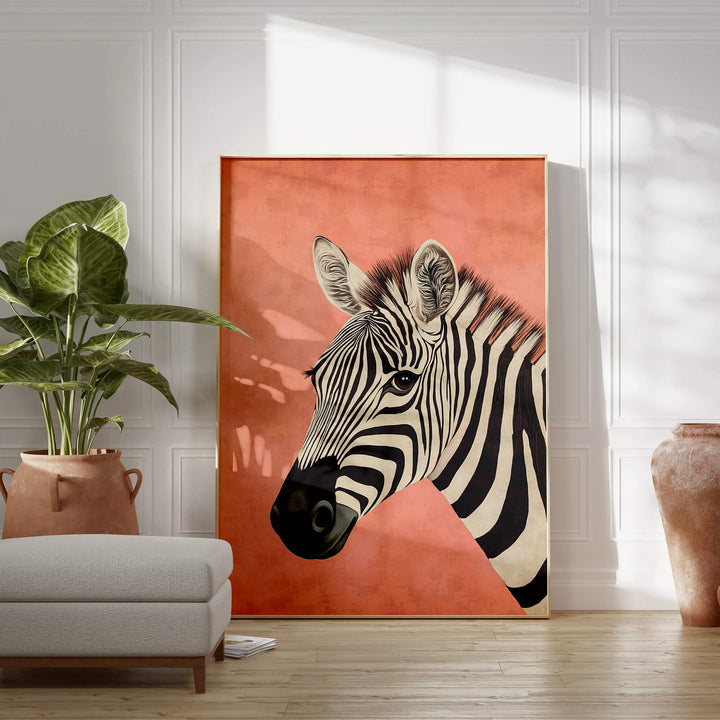 Zebra on Pink Print Wall Art Moncasso