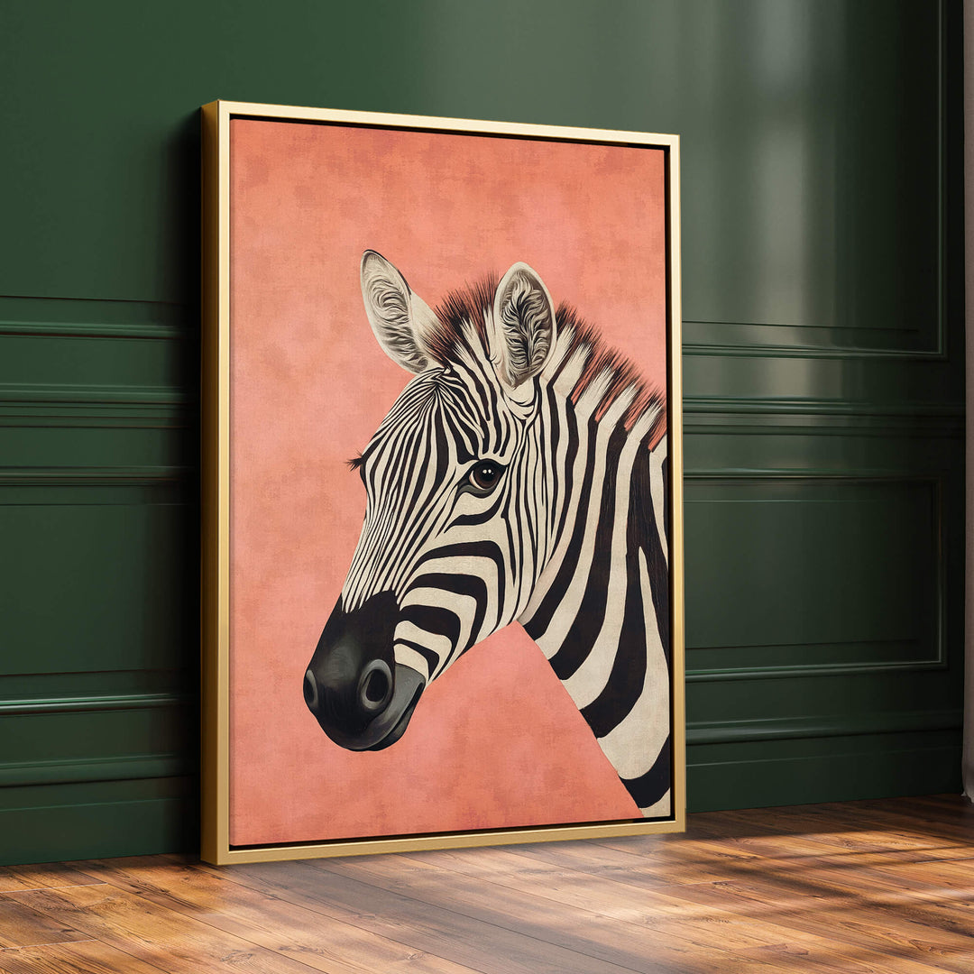 Zebra on Pink Print Wall Art Moncasso