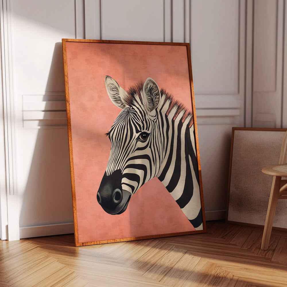 Zebra on Pink Print Wall Art Moncasso