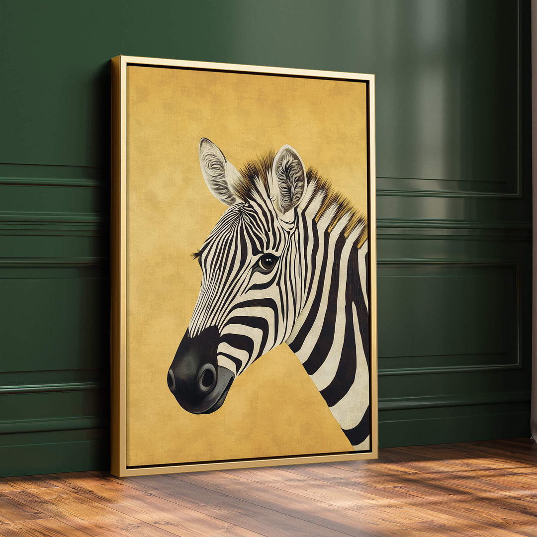 Zebra on Yellow Print Wall Art Moncasso