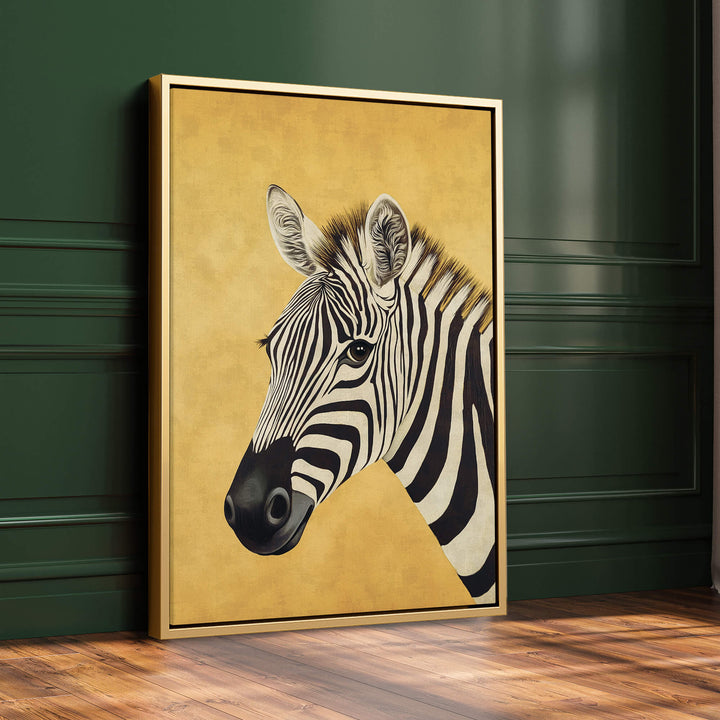 Zebra on Yellow Print Wall Art Moncasso