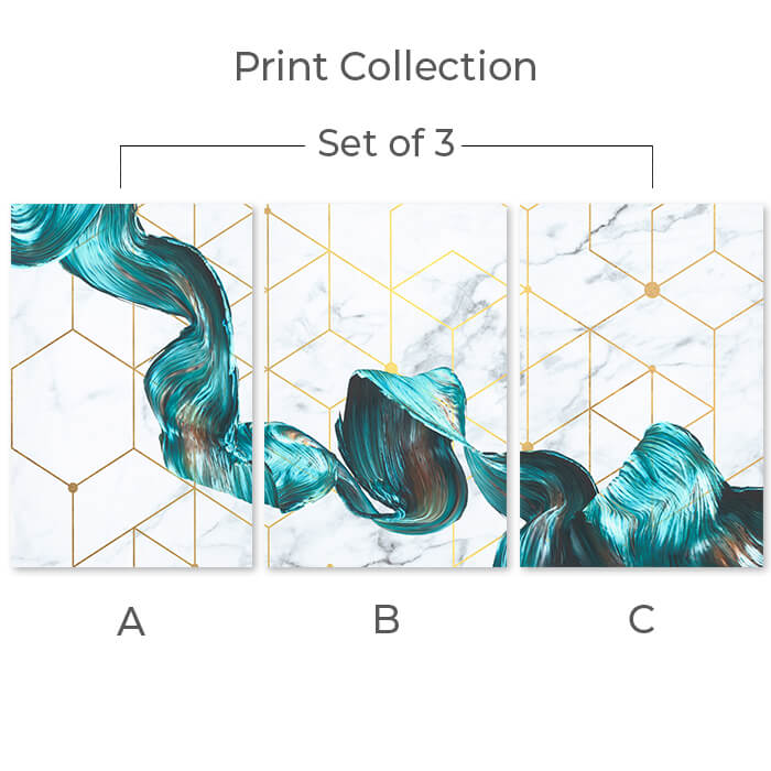 Geometric Flow Set of 3 Prints Wall Art Moncasso