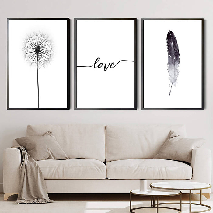 Love In The Wind Set of 3 Prints Wall Art Moncasso