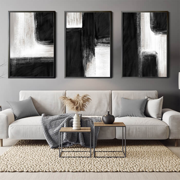 Nero Set of 3 Prints Wall Art Moncasso