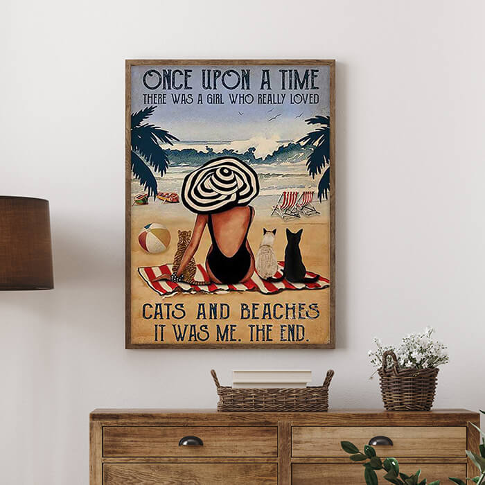 Cats and Beaches Print Wall Art Moncasso