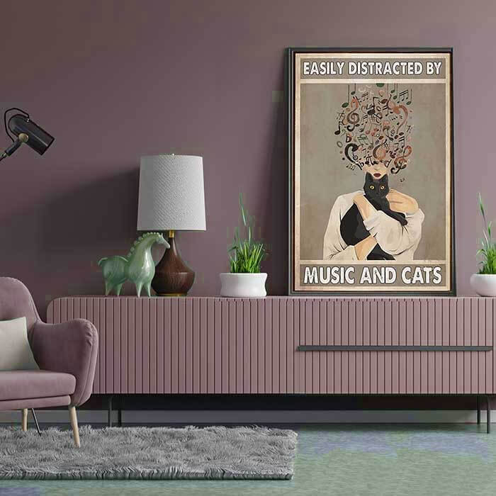 Music and Cats Print Wall Art Moncasso