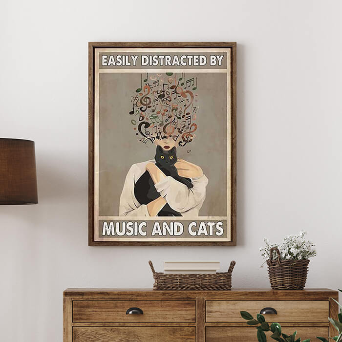 Music and Cats Print Wall Art Moncasso