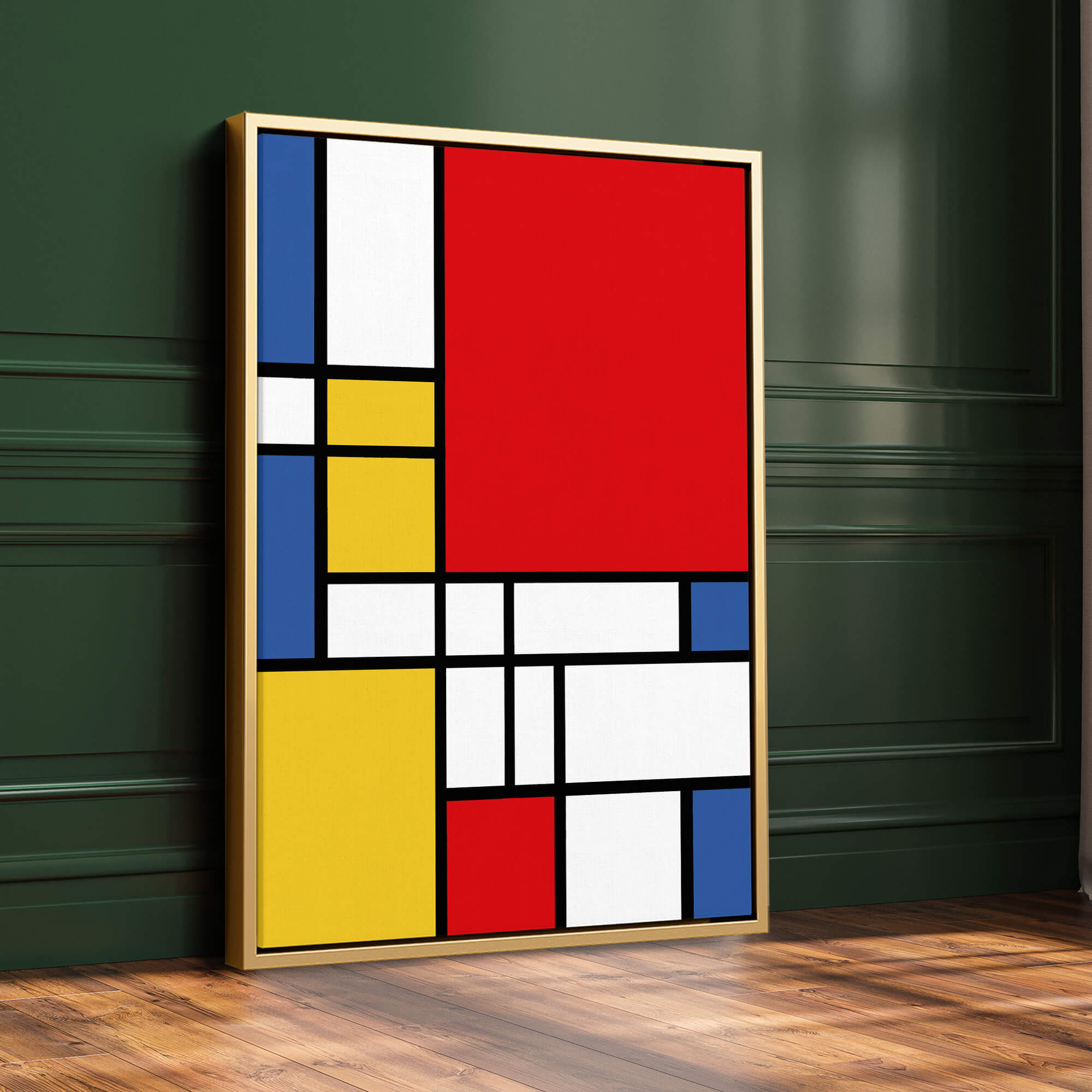 Home office wall art by Moncasso, framed canvas prints above a desk