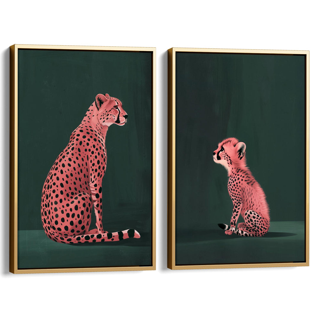 Pink Cheetah Cub Set of 2 Prints Wall Art Moncasso
