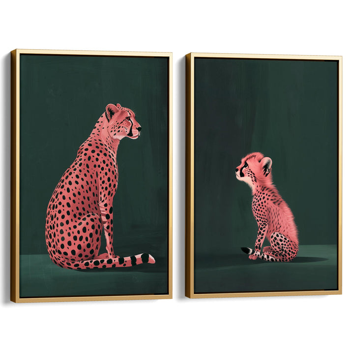 Pink Cheetah Cub Set of 2 Prints Wall Art Moncasso