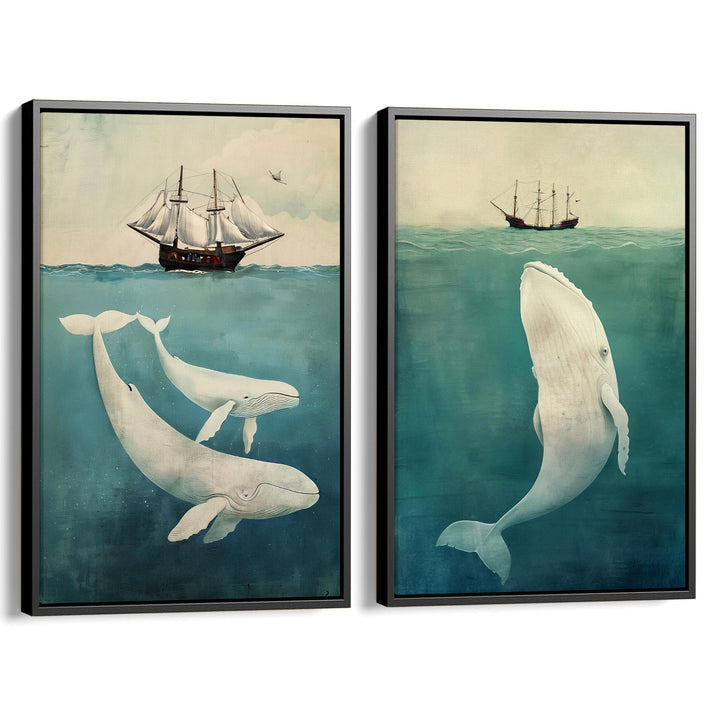 White Whale Set of 2 Prints Wall Art Moncasso