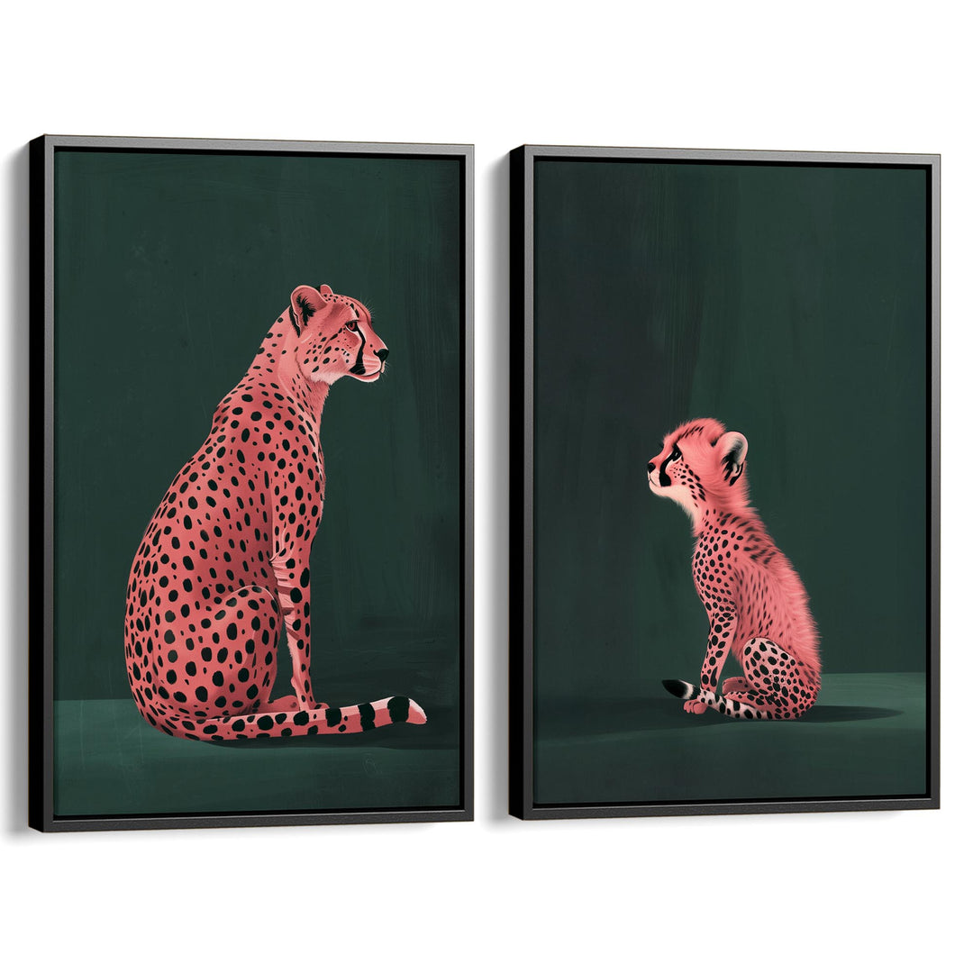 Pink Cheetah Cub Set of 2 Prints Wall Art Moncasso