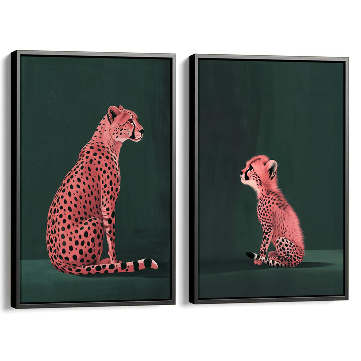 Pink Cheetah Cub Set of 2 Prints Wall Art Moncasso