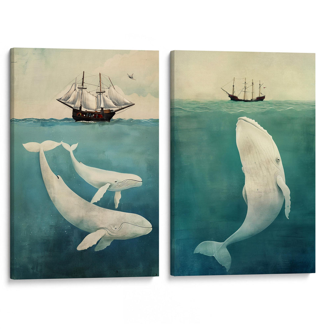 White Whale Set of 2 Prints Wall Art Moncasso