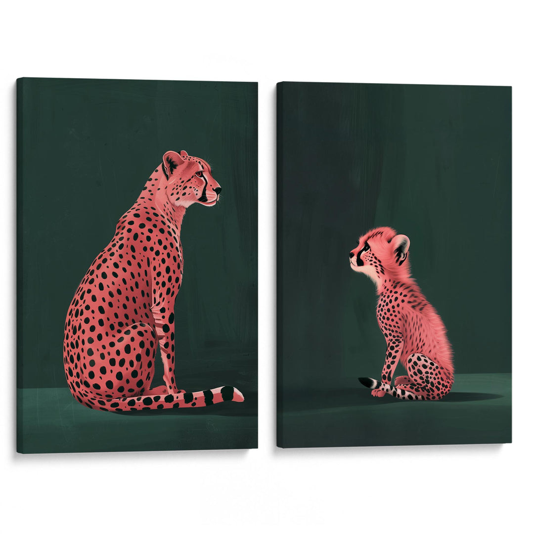 Pink Cheetah Cub Set of 2 Prints Wall Art Moncasso