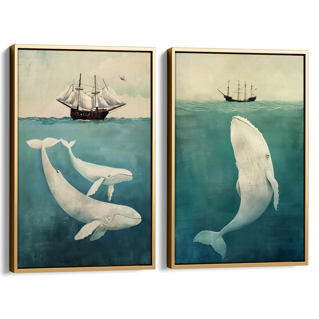 White Whale Set of 2 Prints Wall Art Moncasso