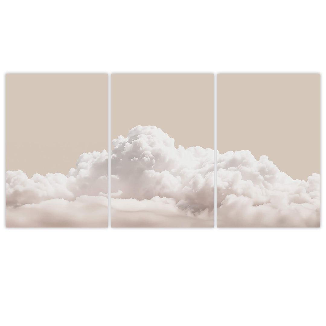 Taupe Clouds Set of 3 Prints Wall Art Moncasso