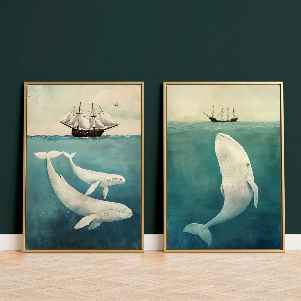 White Whale Set of 2 Prints Wall Art Moncasso