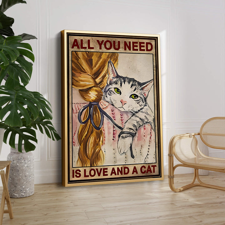 Love and Cat Print Wall Art Moncasso