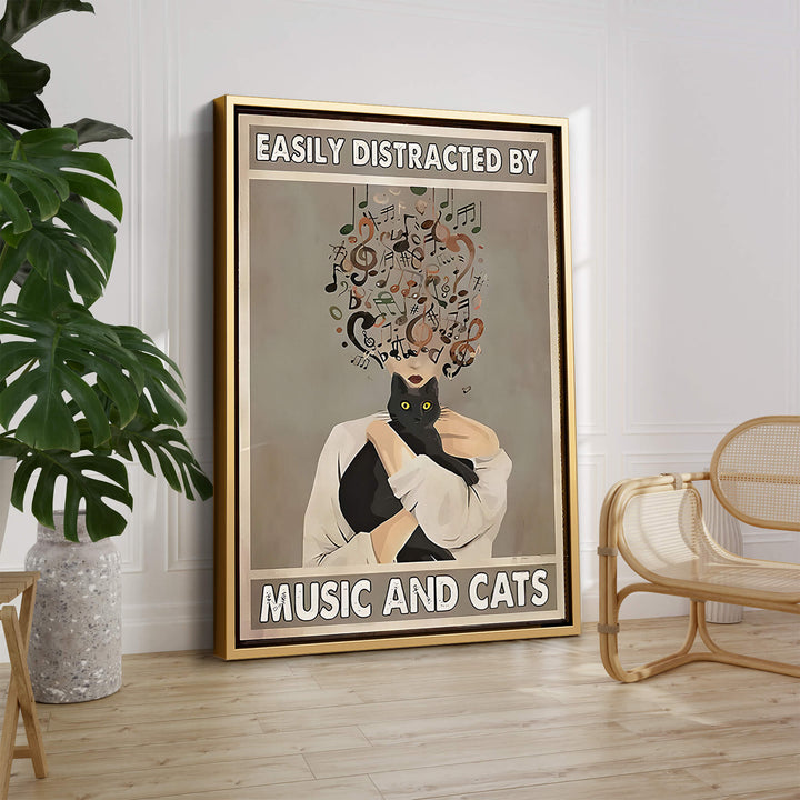 Music and Cats Print Wall Art Moncasso