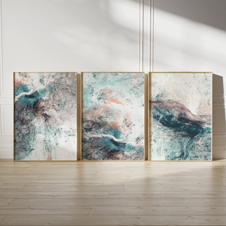 Ocean Storm Set of 3 Prints Wall Art Moncasso