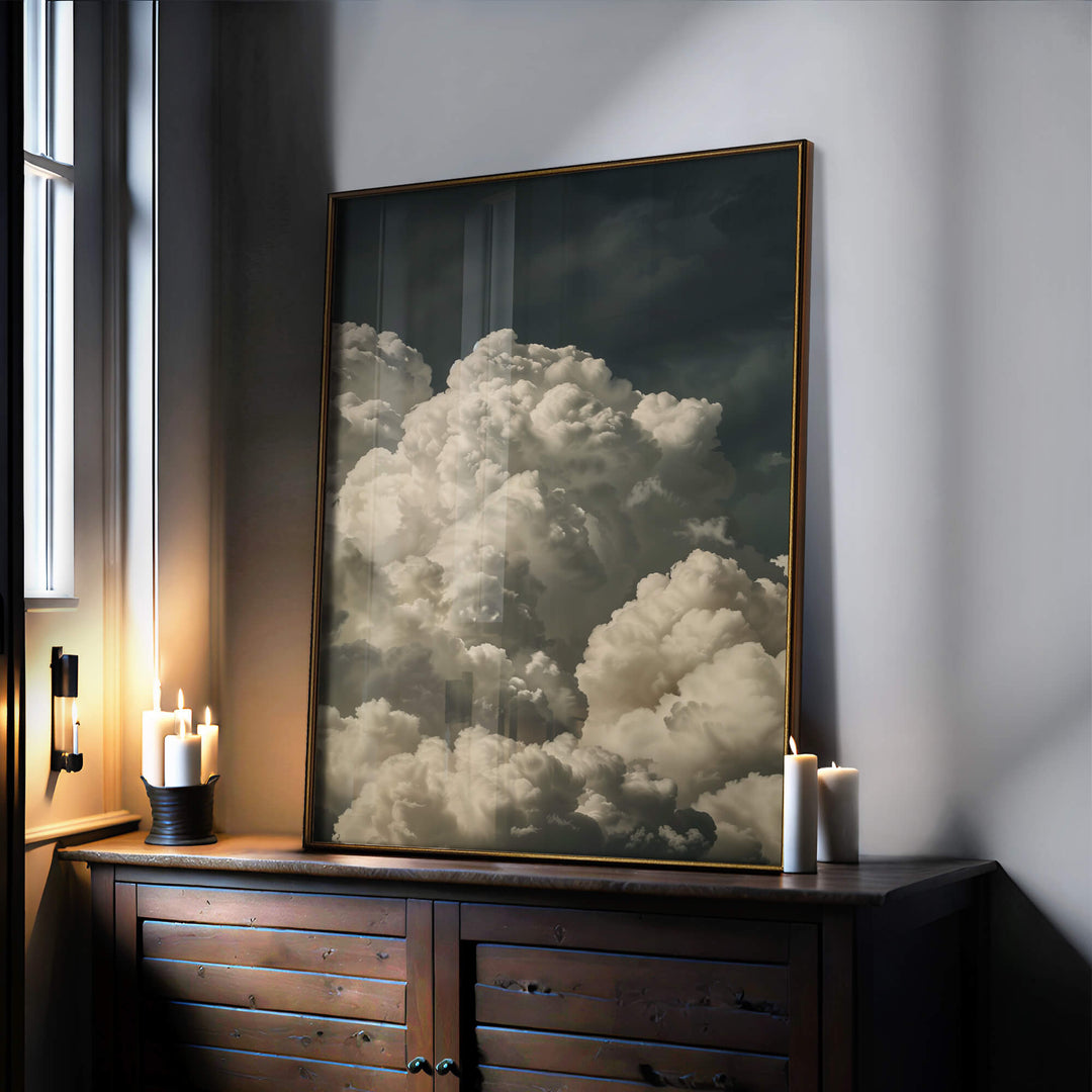 Vintage Billowing Clouds Print Wall Art Moncasso