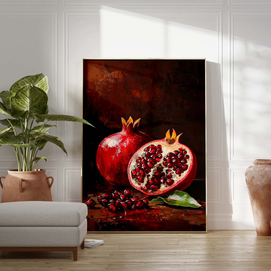 Crimson Pomegranates Print Wall Art Moncasso