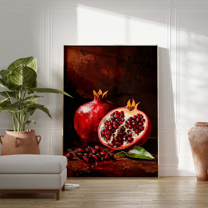 Crimson Pomegranates Print Wall Art Moncasso