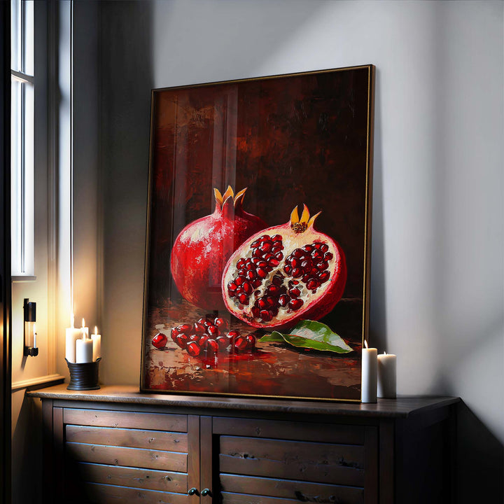 Crimson Pomegranates Print Wall Art Moncasso
