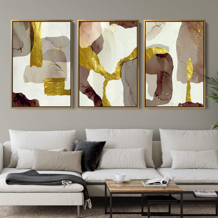 Gold Vein Set of 3 Prints Wall Art Moncasso